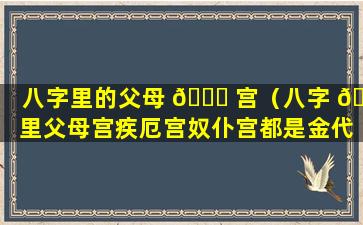 八字里的父母 🍀 宫（八字 🐴 里父母宫疾厄宫奴仆宫都是金代表啥意思）